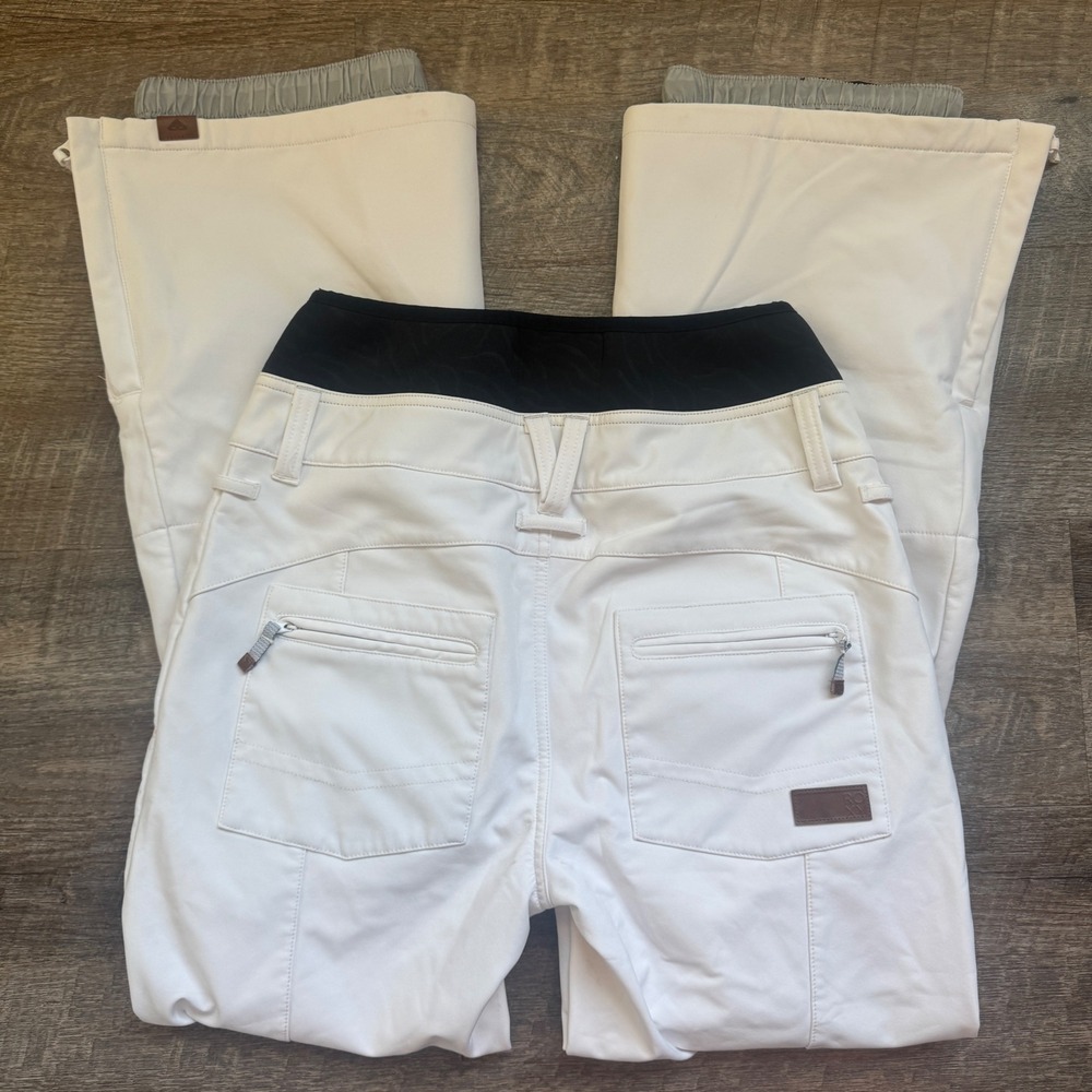 Roxy Rising High Snow Pants Womens Large White Black Ski Snowboard Trousers